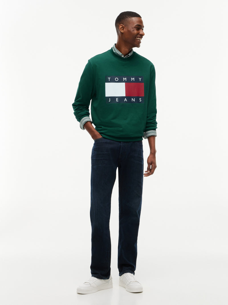 Regular Fit Diagonal Terry Crew Neck Sweatshirt