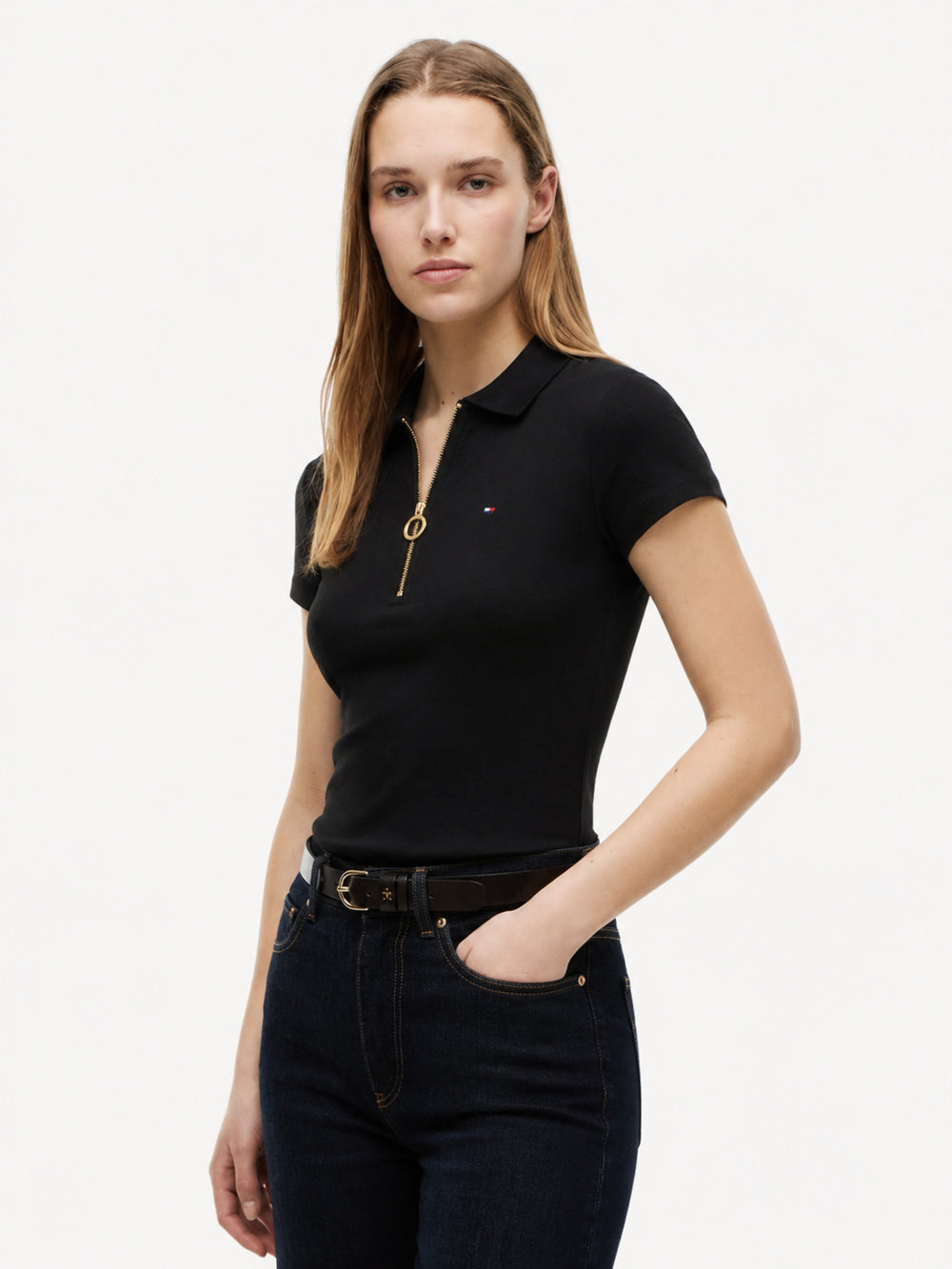 Solid Slim Fit Half Sleeve Ribbed Polo
