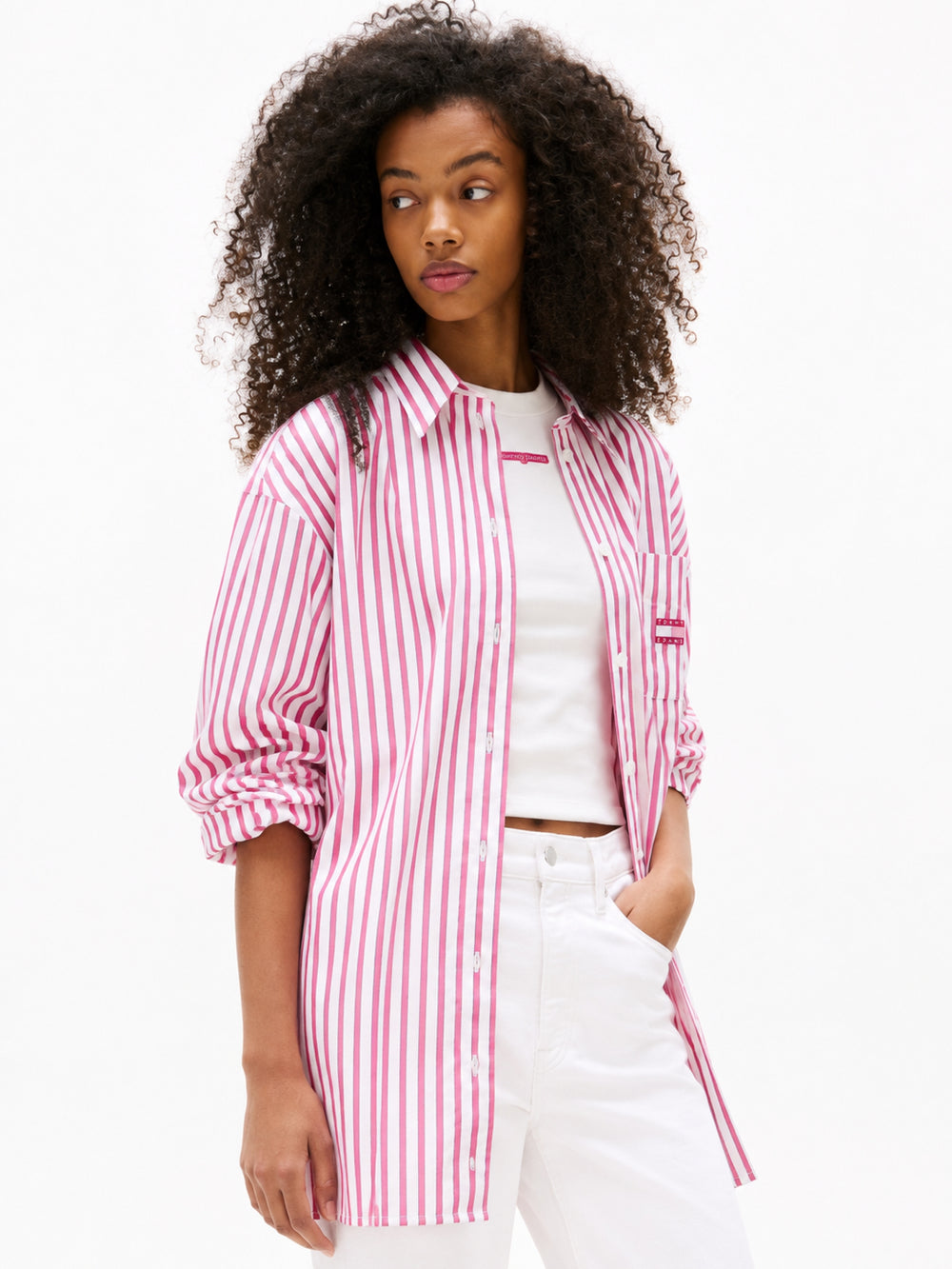 Full Sleeve Stripe Poplin Shift Dress